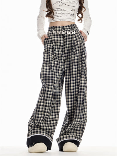 Pantalón Cuadros Mujer Cintura Alta Recto Holgado - Image 19