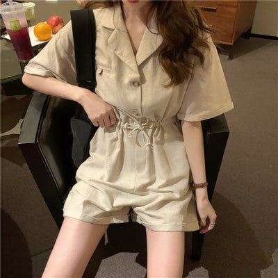 Jumpsuit Slim con Cuello Polo Suelto y Cordón Ajustable - Image 10