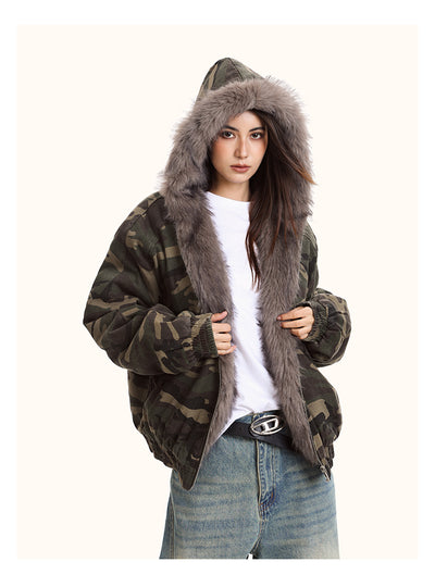 Chaqueta Acolchada con Capucha y Estampado Camuflaje - Image 12