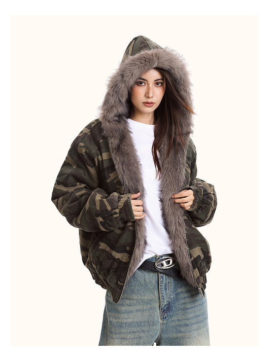 Chaqueta Acolchada con Capucha y Estampado Camuflaje - Image 12