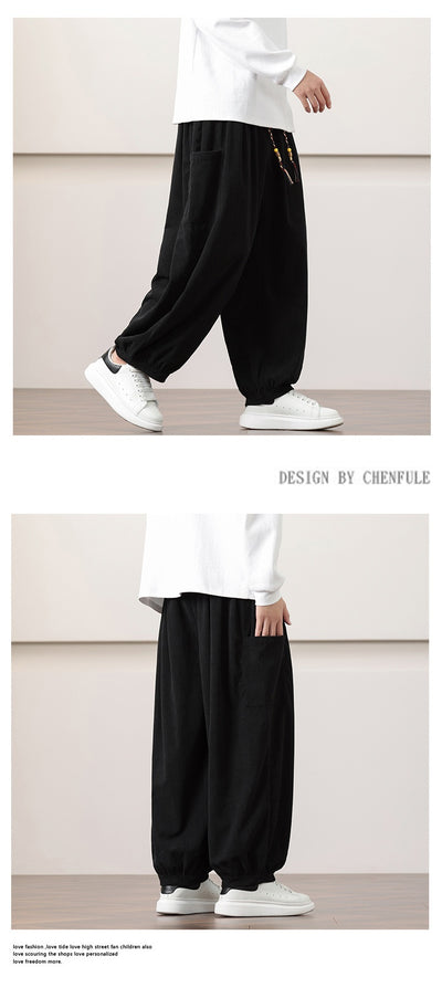 Pantalones Harem de Pana Otoño Estilo Chino para Hombre - Image 23
