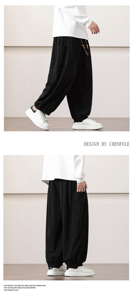 Pantalones Harem de Pana Otoño Estilo Chino para Hombre - Image 23