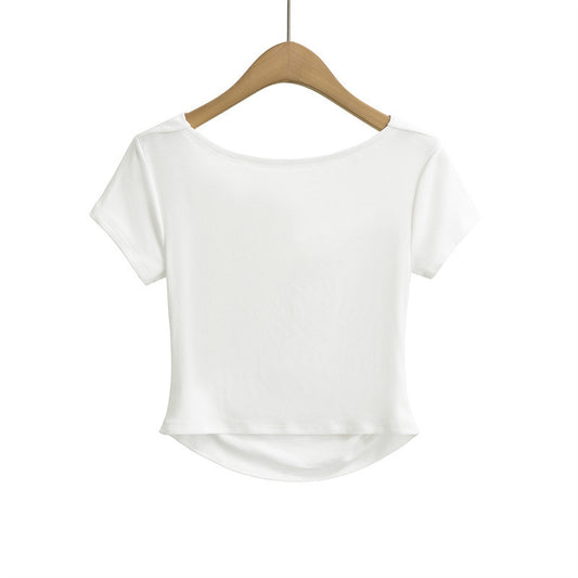 Blusa Tejida de Cuello Solapa Estilo Europeo Manga Corta - Image 2