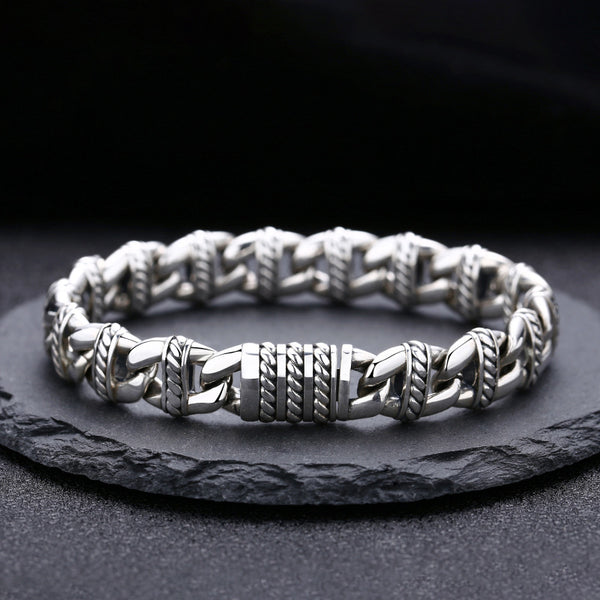 Pulsera de Plata Esterlina con Diseño de Nariz de Cerdo - Estilo Personalidad Grueso