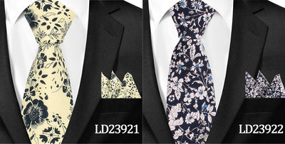 Corbata Casual de Algodón con Estampado Floral 6cm + Pañuelo de Bolsillo - Image 30