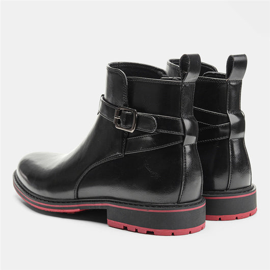 Botas Negras de Moda para Hombre con Detalles en Rojo - Image 5