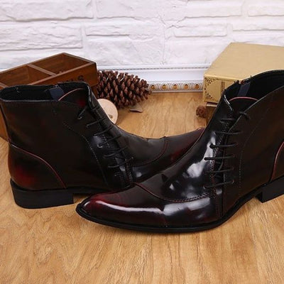 Botas de Cuero Puntiagudas Estilo Coreano Lujo Ligero para Hombre - Image 4
