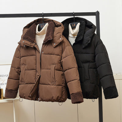 Chaqueta Acolchada Suelta con Capucha en Algodón