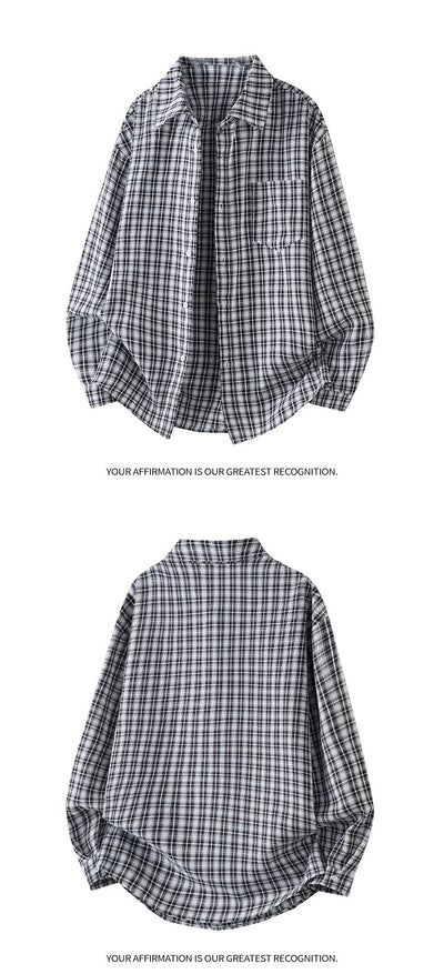 Camisa Casual de Cuadros Manga Larga Talla Grande para Hombre - Image 13