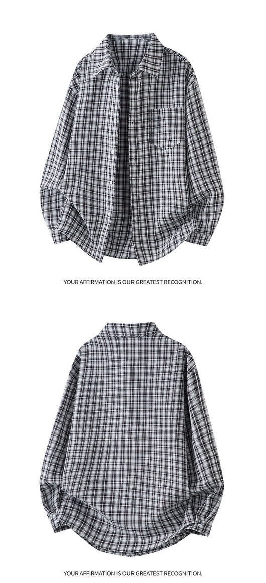 Camisa Casual de Cuadros Manga Larga Talla Grande para Hombre - Image 13