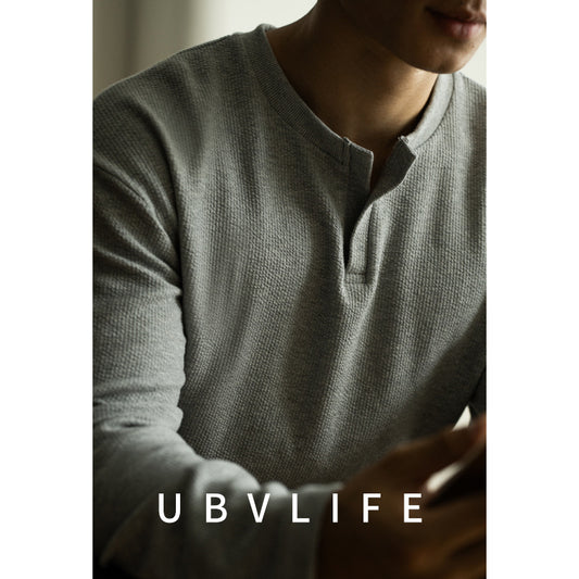 Camiseta Básica Cuello V Manga Larga para Hombre - Image 2