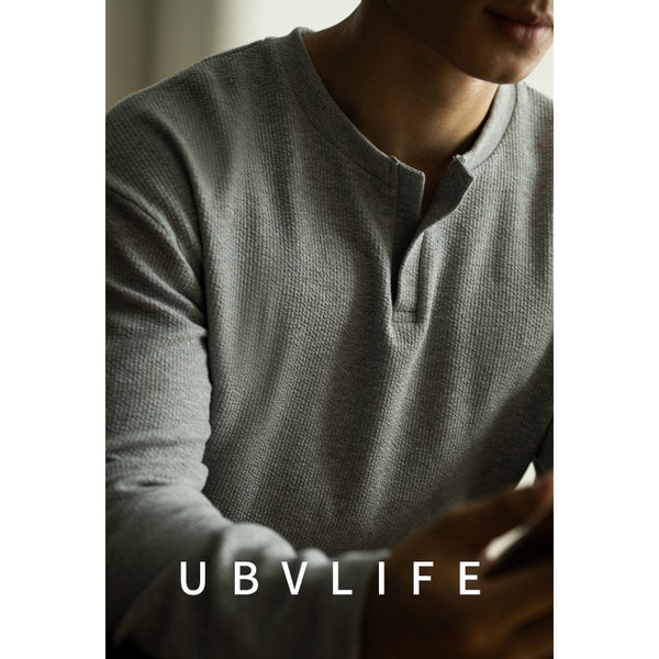 Camiseta Básica Cuello V Manga Larga para Hombre