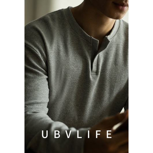 Camiseta Básica Cuello V Manga Larga para Hombre - Image 2