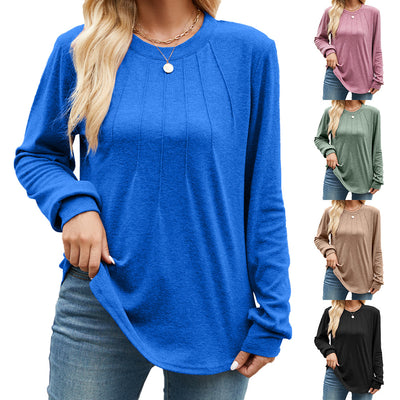 Camiseta Holgada de Cuello Redondo y Manga Larga para Mujer - Image 2