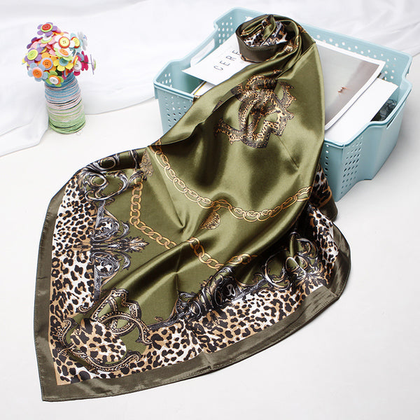 Pañuelo Cuadrado Estampado Leopardo Estilo Europeo