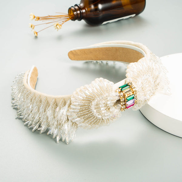 Diadema Cristal Barroco con Flecos Laterales Ancho