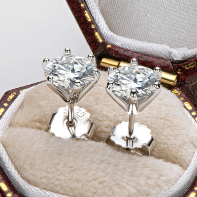 Aretes de Cristal de 1 Quilate Plata de Ley S925 para Mujer