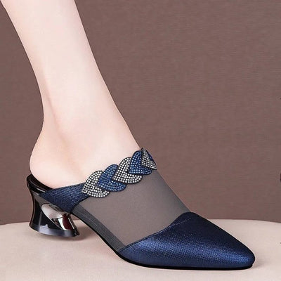 Pantuflas Cerradas de Cuero y Malla para Mujer - Image 5