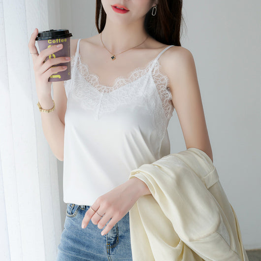 Camisola de Encaje para Pestañas en Seda Satinada para Mujer - Image 4