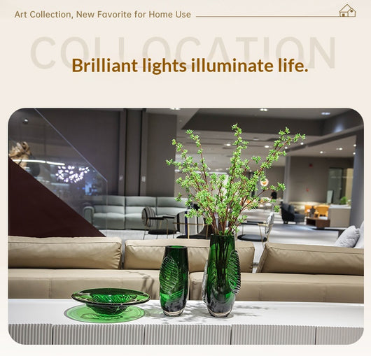 Jarrón de Cristal Verde Esmeralda Estilo Chino para Sala y Comedor - Image 10