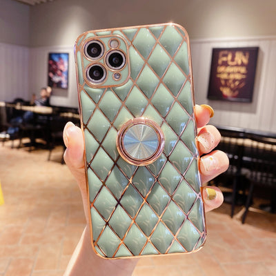 Funda para Teléfono con Anillo Soporte de Piel de Cordero y Acabado Electrochapado - Image 5