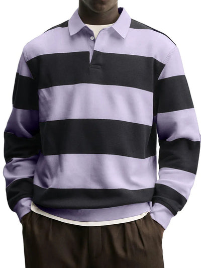 Camiseta Holgada de Rayas con Cuello Relajado y Mangas Largas - Image 13