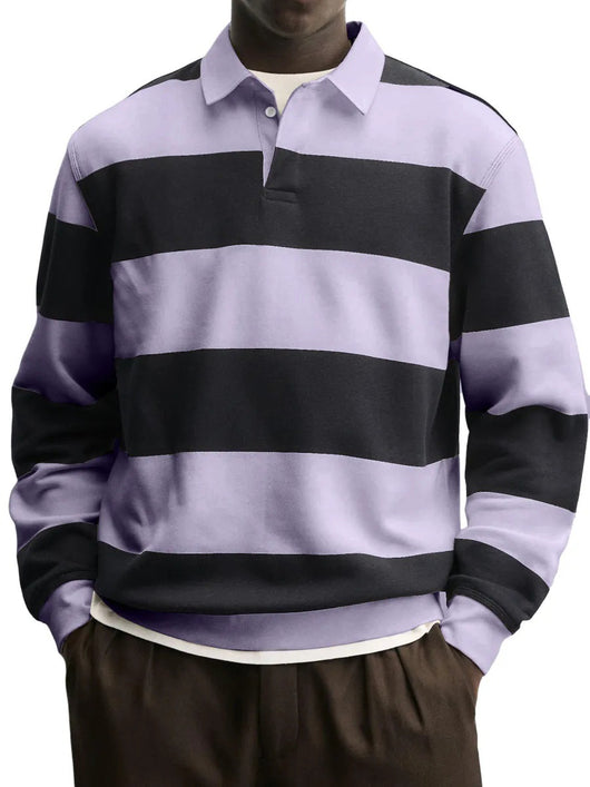Camiseta Holgada de Rayas con Cuello Relajado y Mangas Largas - Image 13