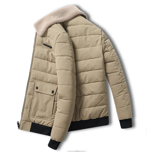 Abrigo Acolchado Cálido con Cuello de Piel para Hombre - Image 5