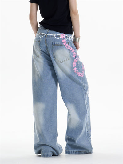 Pantalones Rectos Anchos con Cadena Estampada para Mujer - Image 10