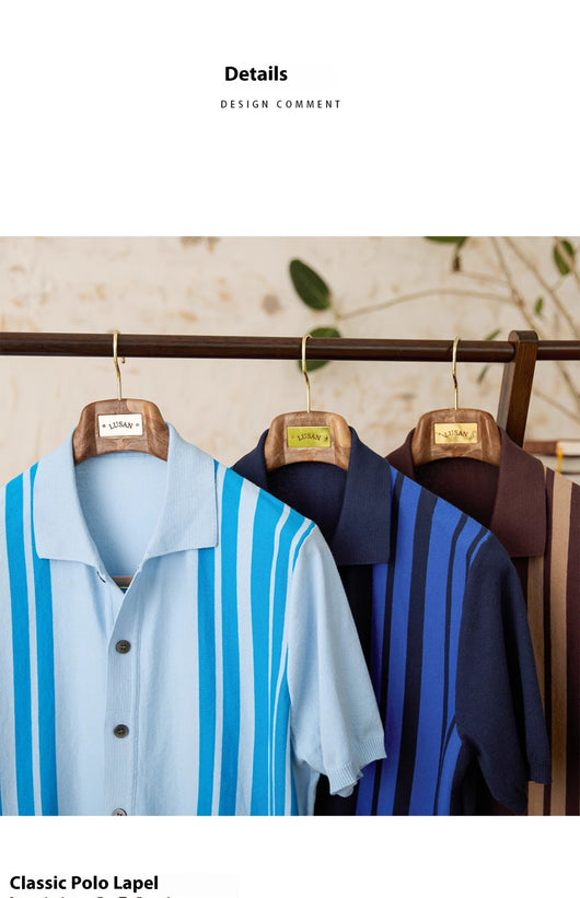 Cardigan Polo de Punto Transpirable con Rayas de Algodón - Image 12