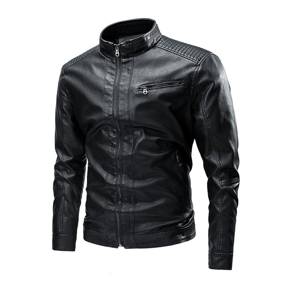 Jaqueta de Couro para Motociclista Retrô - Estilo Casual Primavera Outono