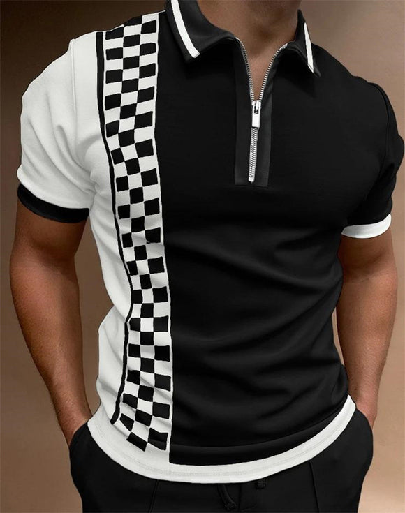 Polo Casual Holgado con Estampado y Cierre - Camiseta Versátil para Hombre