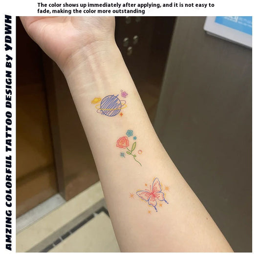 Tatuaje Temporal Mariposa Luna en Tonos Pastel - Adhesivo para Clavícula - Image 3
