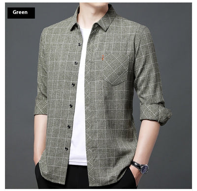 Camisa Cuadriculada de Lino para Hombre Maduro - Image 15