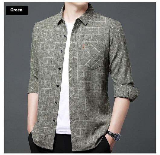 Camisa Cuadriculada de Lino para Hombre Maduro - Image 15