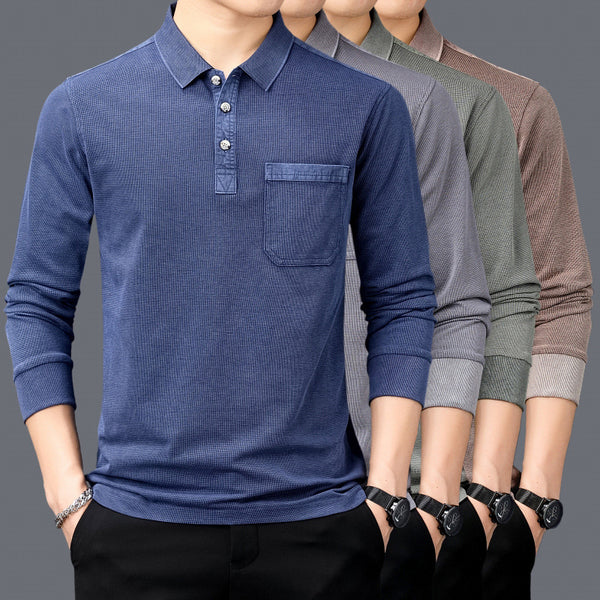 Camiseta Casual de Cuello Solapa para Hombre Maduro - Estilo Moderno