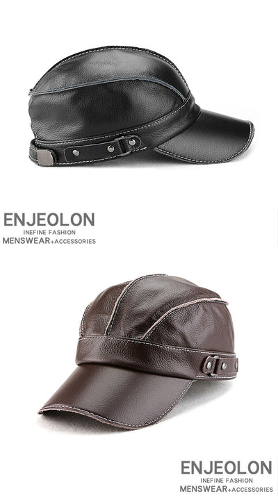 Gorra de Béisbol Unisex Cuero Genuino Estilo Coreano para Otoño e Invierno - Image 11