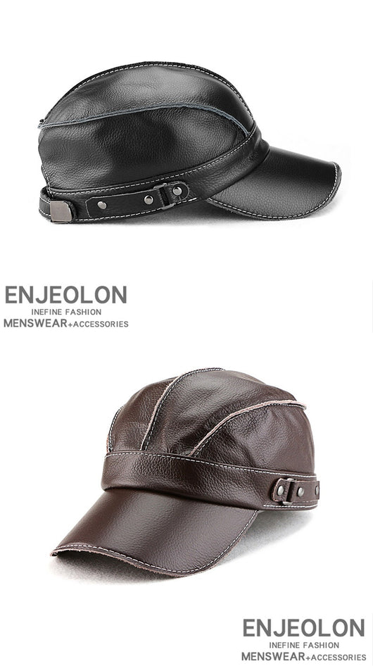 Gorra de Béisbol Unisex Cuero Genuino Estilo Coreano para Otoño e Invierno - Image 11