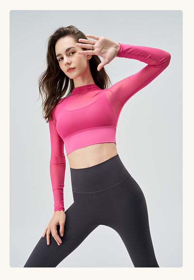 Playera Deportiva Reductora de Malla para Mujer - Manga Larga Transpirable de Secado Rápido - Image 18