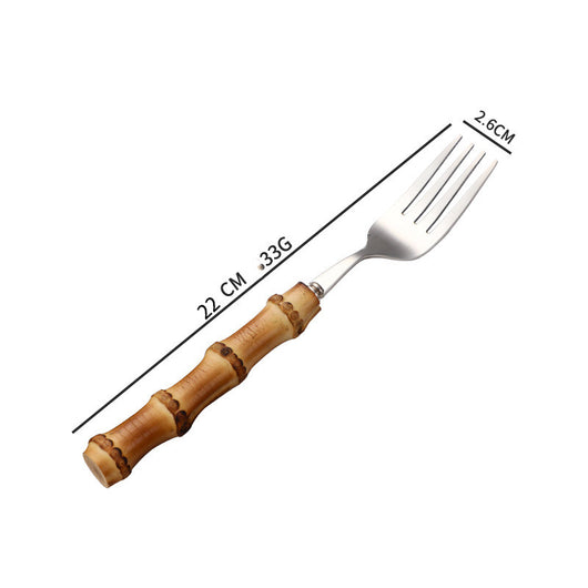Juego de Cubiertos para Carne Bambú con Acero Inoxidable 304 - Image 4