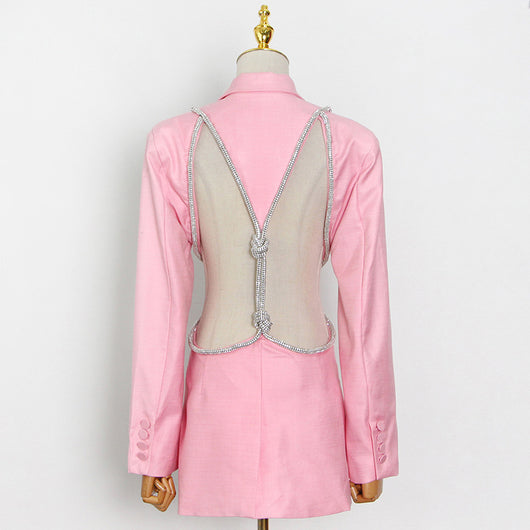 Blazer Occidental Ajustado con Halter y Botón Frontal - Image 9