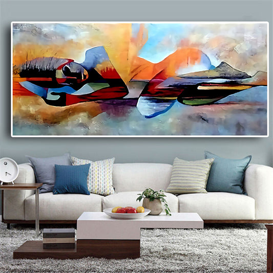 Cuadro Decorativo Mujer Abstracto Geométrico en Acuarela