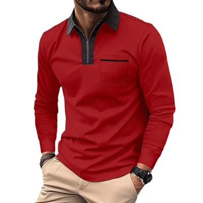 Polo Deportivo Hombre Otoño Cierre de Cremallera Cuello Solapa Algodón - Image 5