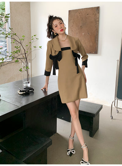 Conjunto Blazer con Moño - Chaqueta Corta y Vestido Elegante - Image 2