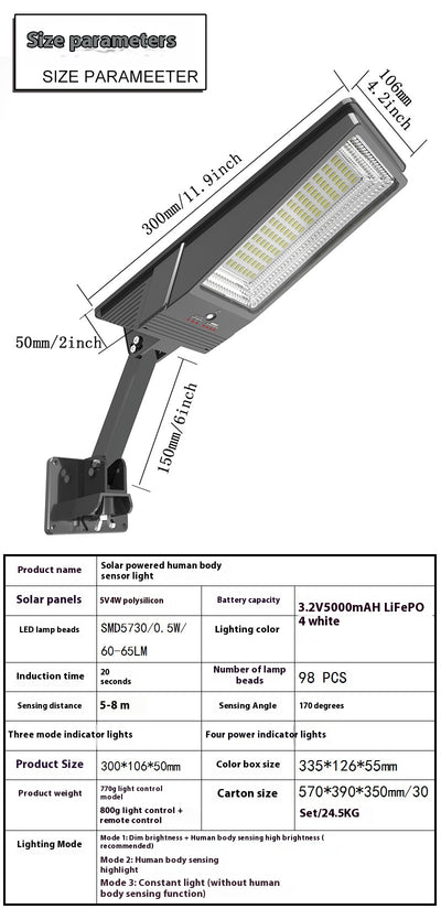 Lámpara Solar de Pared con Sensor de Movimiento para Jardín - Image 14
