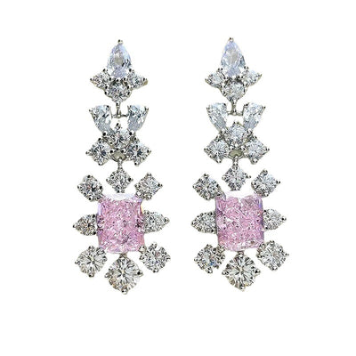 Aretes de Plata con Corte Diamante Flor de Hielo Rectangular - Image 4