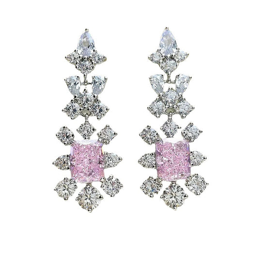 Aretes de Plata con Corte Diamante Flor de Hielo Rectangular - Image 4