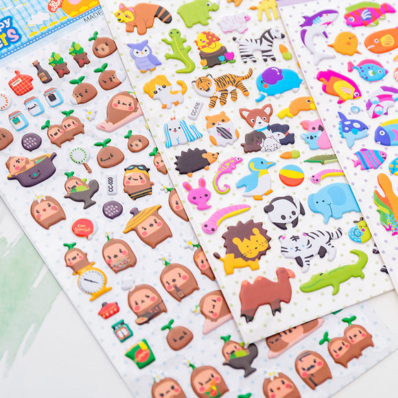 Stickers Tridimensionales Burbujas Cartoon para Decoración de Cuadernos y Agendas