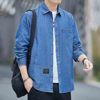 Camisa Vaquera Azul de Manga Larga para Hombre - Image 3