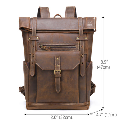 Mochila de Cuero Vintage Crazy Horse para Hombre - Image 7